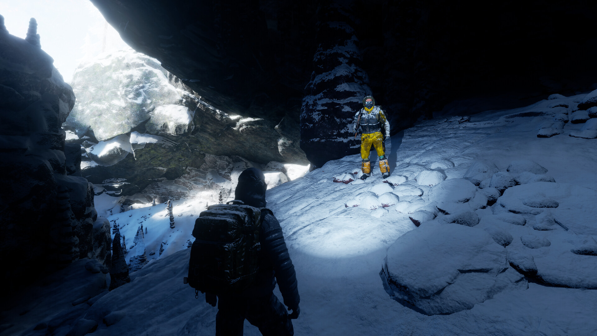 Permafrost gameplay screenshot: a frozen ruined city at dusk
